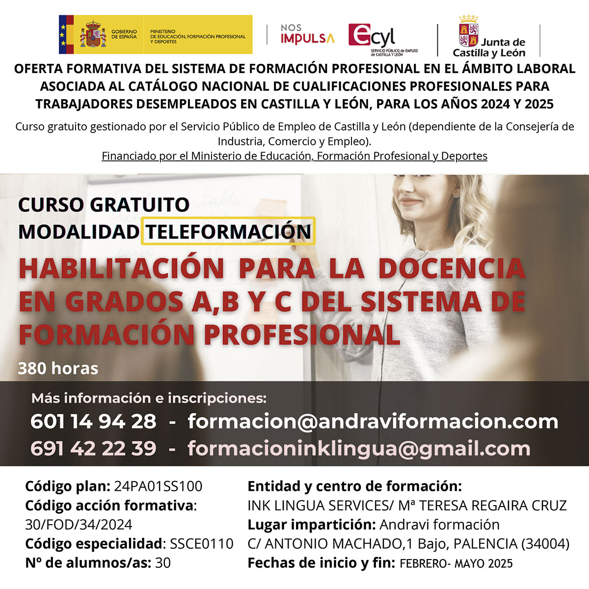 CURSO ONLINE GRATIS: Habilitación para la Docencia en grados A,B y C del Sistema de Formación Profesional