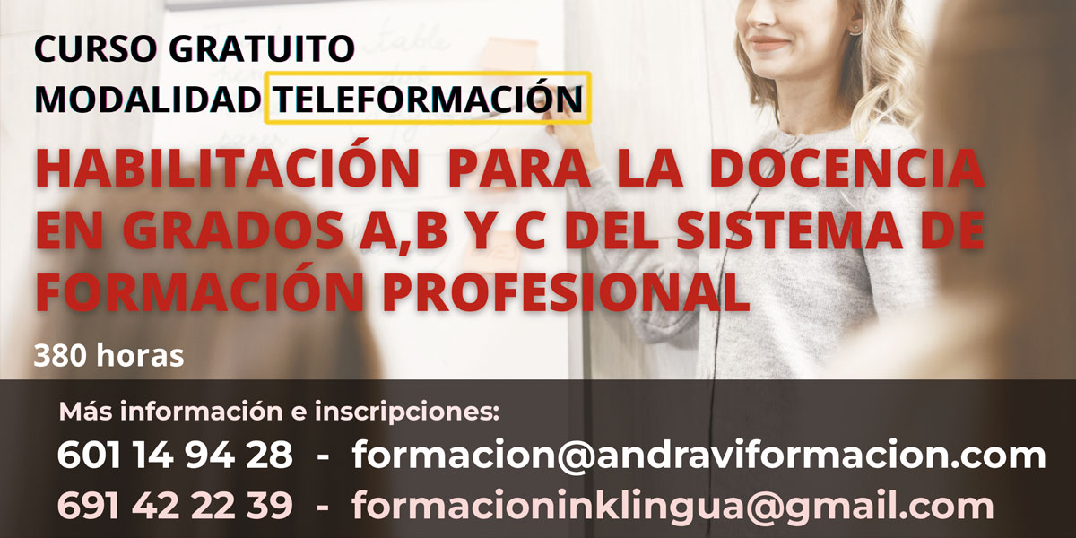 CURSO ONLINE GRATIS: Habilitación para la Docencia en grados A,B y C del Sistema de Formación Profesional