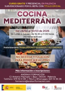 Curso gratis en Palencia de COCINA MEDITERRÁNEA