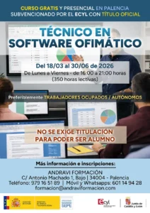Curso gratis en Palencia de técnico en software ofimático
