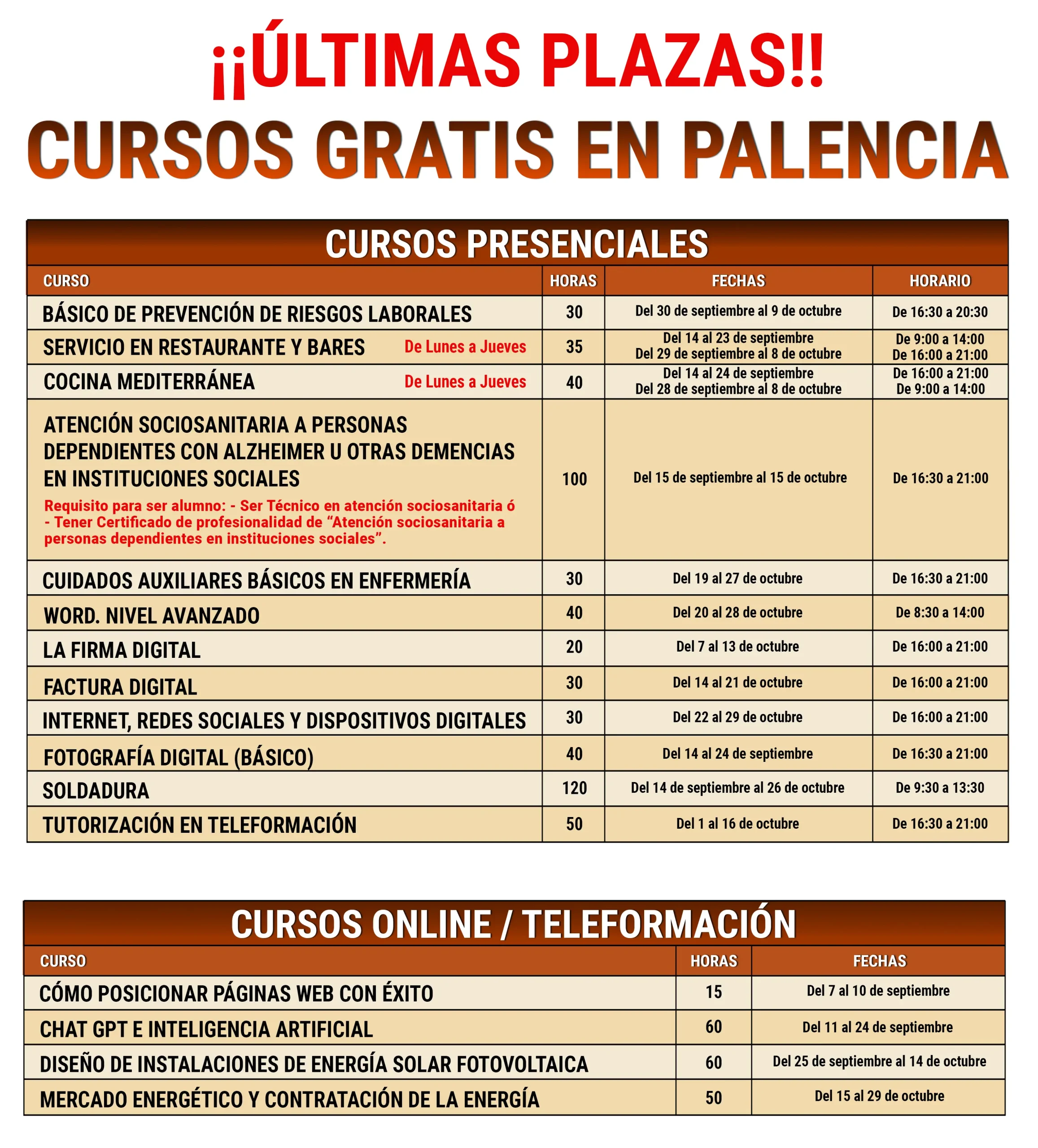 CURSOS GRATIS EN PALENCIA 2026