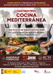 Curso gratis de Cocina Mediterránea en Palencia