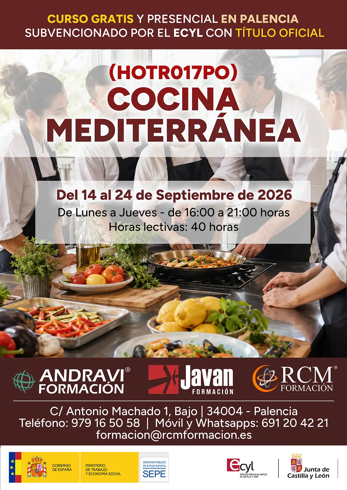 Curso gratis de Cocina Mediterránea en Palencia