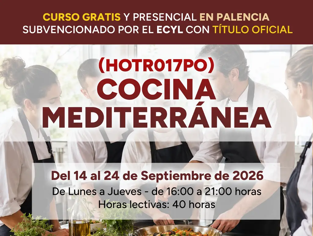 Curso gratis de Cocina Mediterránea en Palencia
